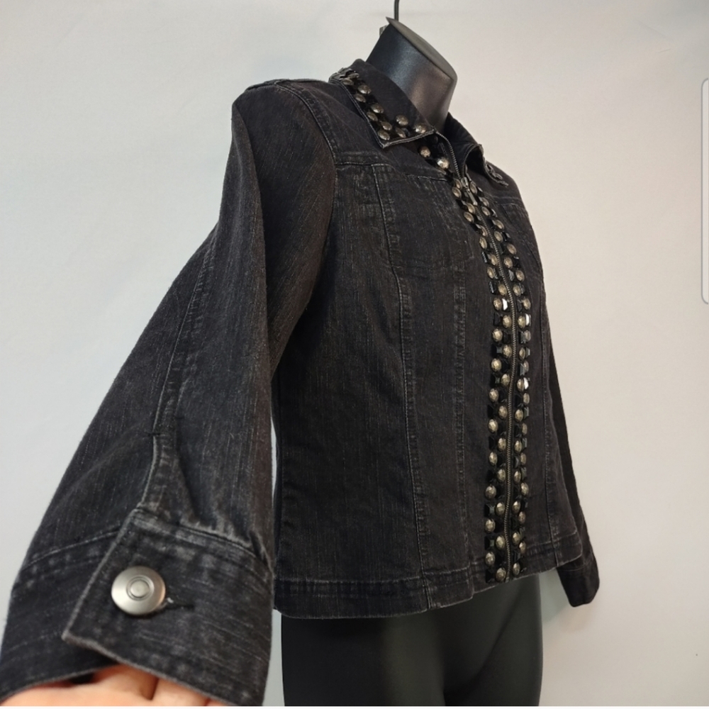 Black Bedazzled Ruby Rd. Denim Jacket - image 6